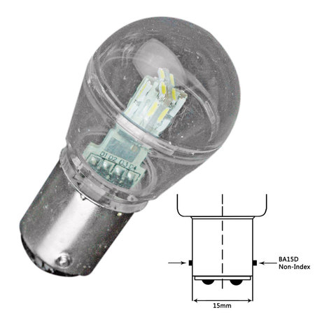 LUNASEA LIGHTING White Led Bulb Ba15D 10-30V Dc LLB-26FC-21-00